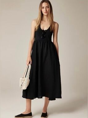 J. Crew Halter Mixy Linen dress black size Small New